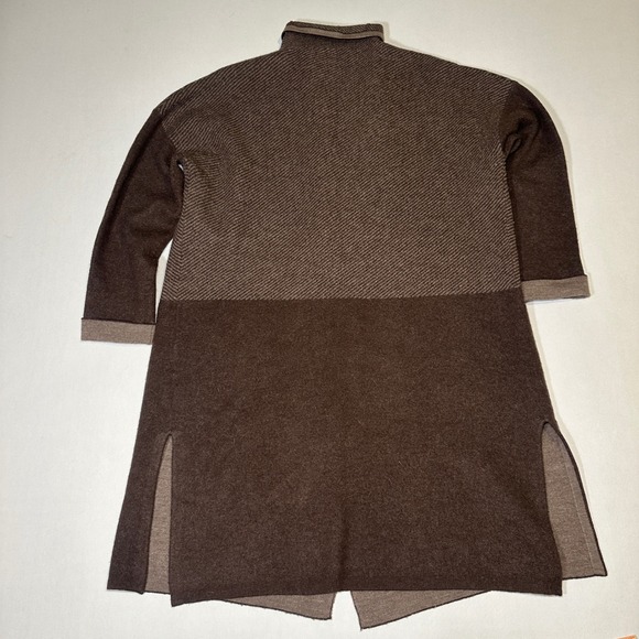 Poetry Cardigan‎ Coat Women's 14 Brown Knit Wool Blend  Coatigan Front Pockets - Picture 10 of 16